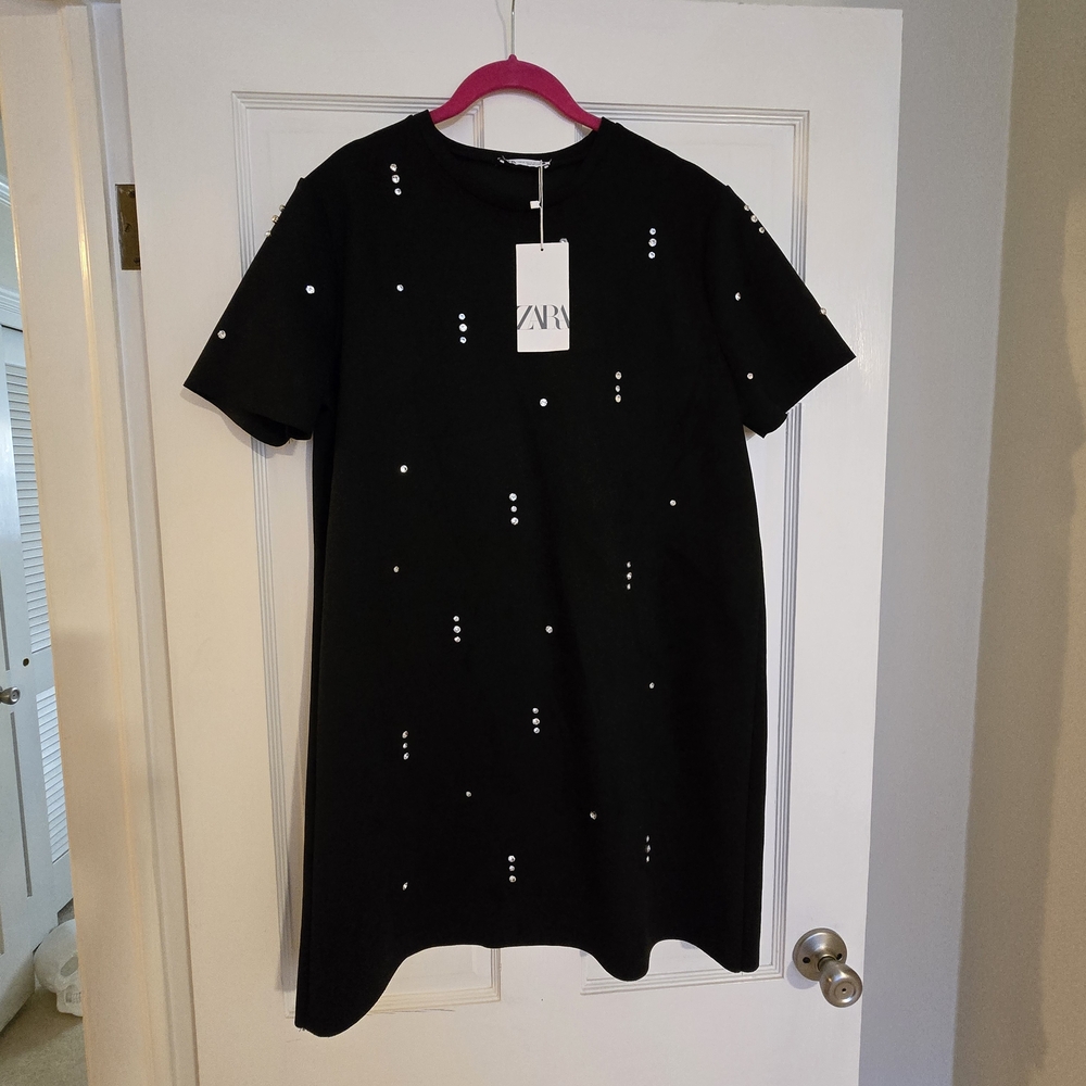 Zara Black Dress with Embellishments NWT